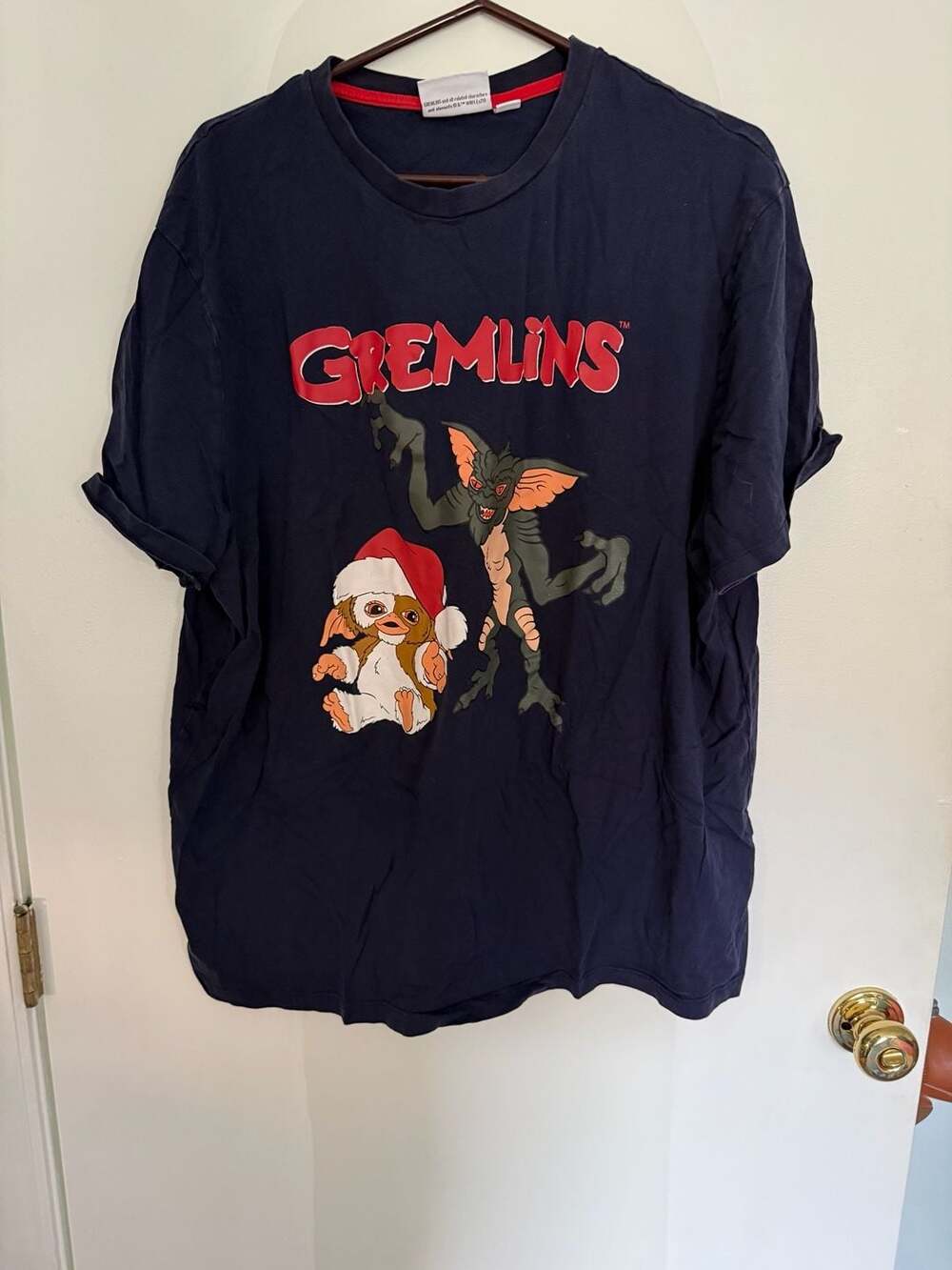 Gremlins Gizmo Santa Hat and Stripe Graphic T-Shirt